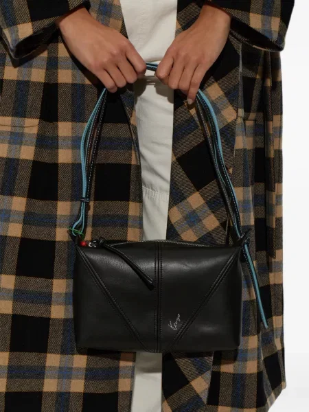 Geantă Kenzo din piele cu autograf negru