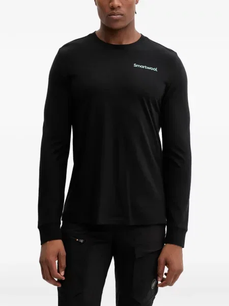 Lung tricou Smartwool cu imagine negru
