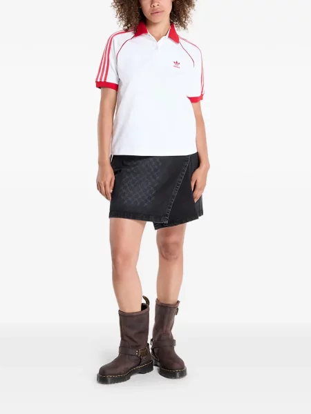 Běžecké pruhované prošívané tričko Adidas oranžové