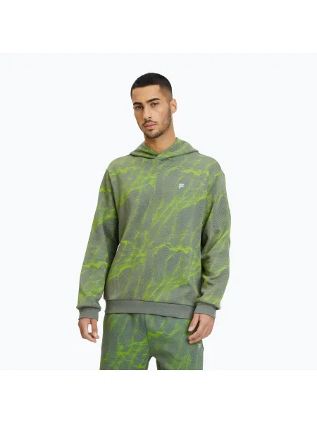 Pulover cu glugă pentru bărbați FILA Redford AOP Hoody jasmine green mars aop sweatshirt verde