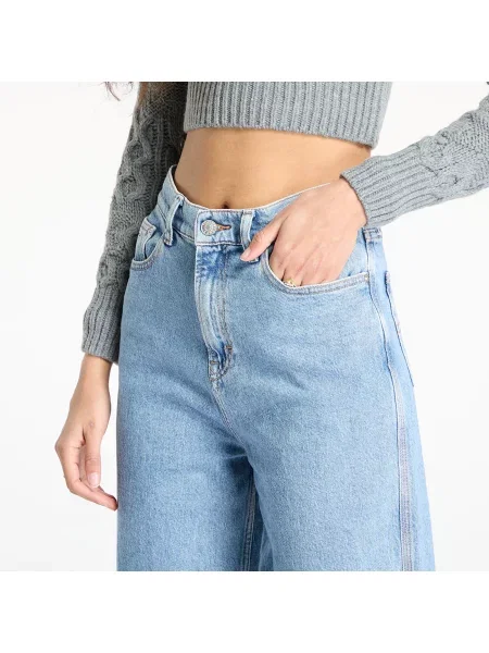 Spodnie Tommy Jeans z wysoką talią niebieskie