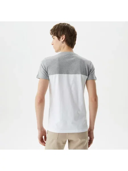 Lacoste T-Shirt Z Okrągłym Dekoltem Z Blokadą Koloru Slim Fit szary