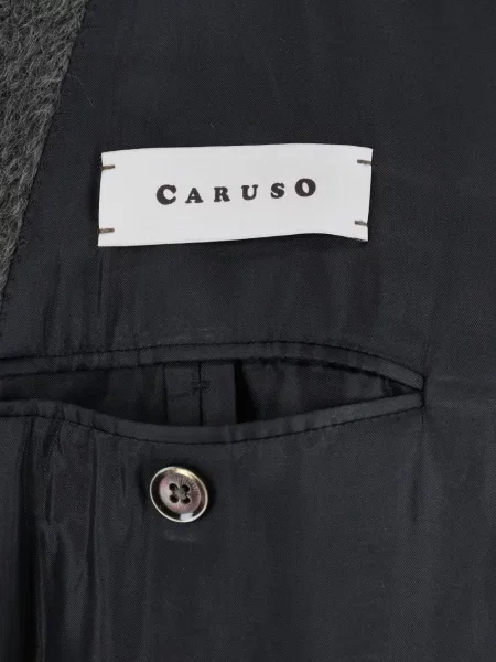 Palton Caruso cu două rânduri de nasturi verde