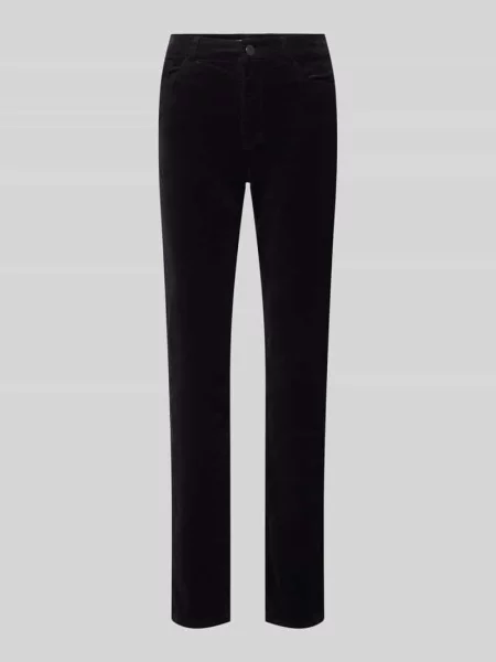 Jeansy o kroju straight fit z mieszanki bawełny w imitacji sztruksu Christian Berg Woman czarne
