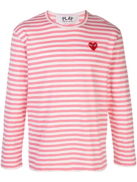 Koszulka Comme Des Garcons Play w paski różowa