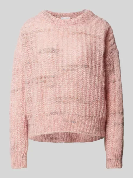 Sweter z dzianiny z okrągłym dekoltem Rich & Royal różowy