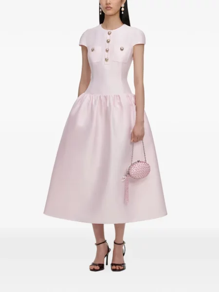 Tafta rochie midi Self-portrait roz