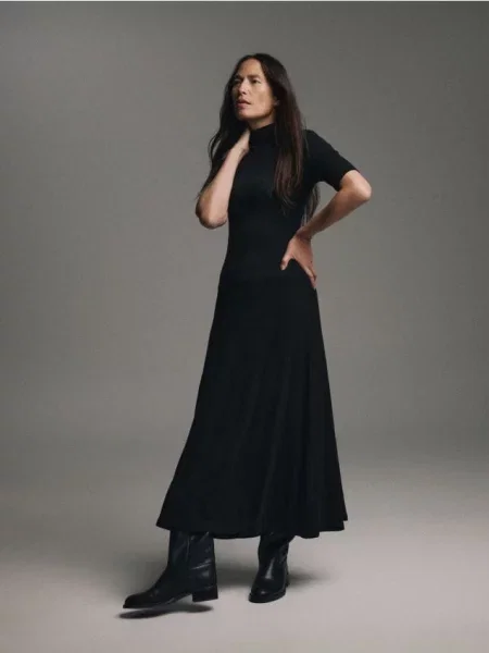 Reserved Rochie maxi cu adaos de lyocell negru
