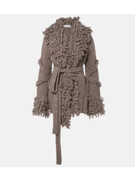 Cardigan The Attico cu franjuri de lână gri