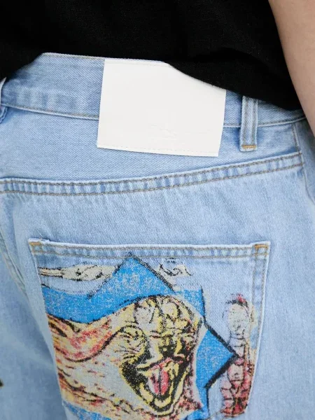 Дънки Desigual с принт с тигров принт синьо