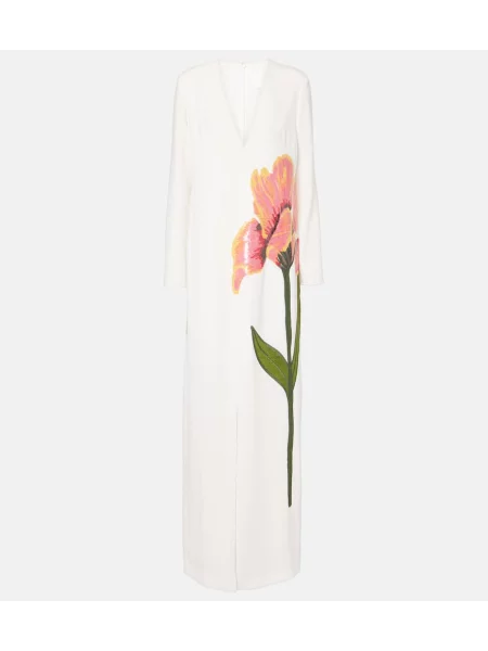 Rochie maxi Costarellos cu model floral de costum alb