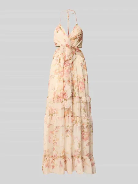 Sukienka midi o kroju regular fit z obszyciem falbanami Adlysh pomarańczowa