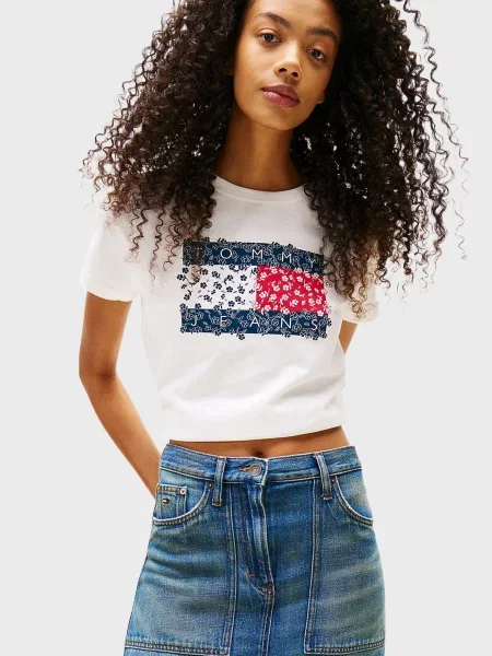 Футболка Tommy Jeans в квіточку біла