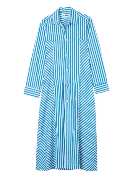 Rochie tip cămașă Sunnei cu dungi de costum albastru