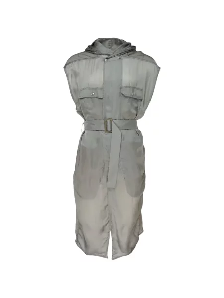 Cu centură palton Rick Owens cu glugă gri