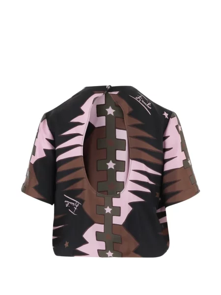 Top Pucci de mătase cu imagine negru
