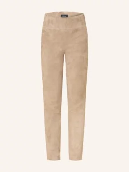 Arma Skórzane Legginsy beige beżowe