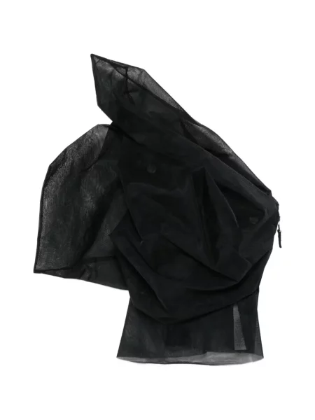 Top Rick Owens asimetric drapat negru