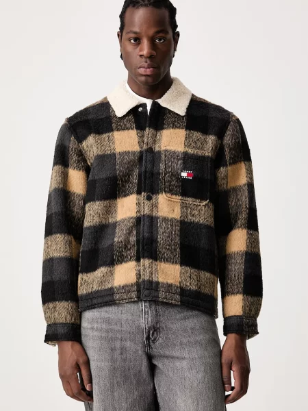 Tommy Jeans geacă tip cămașă pentru bărbați negru