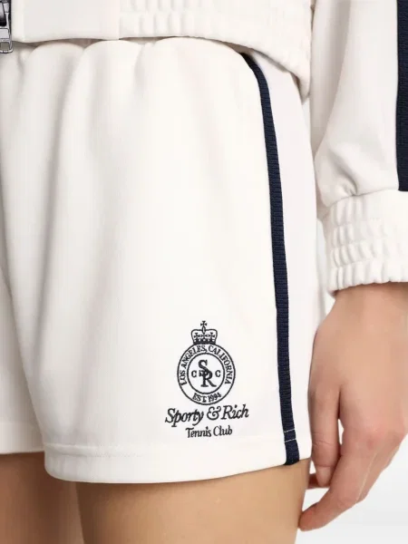 Ριγέ σορτς Sporty & Rich με κέντημα λευκό
