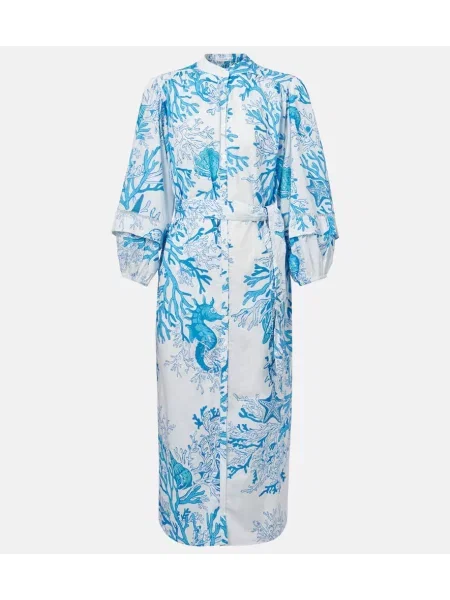 Rochie tip cămașă Poupette St Barth cu imagine de costum albastru