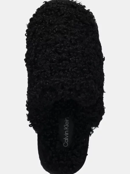 Calvin Klein papucs CLOSE SLIPPER FUR fekete