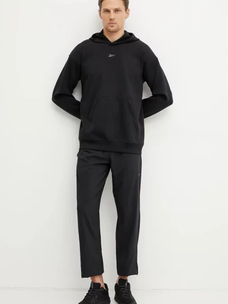 Reebok bluza dresowa Athlete z kapturem gładka czarny