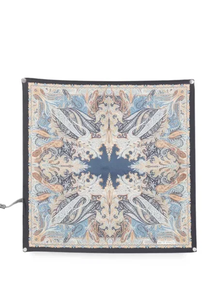 Fular Etro cu imagine cu model paisley albastru