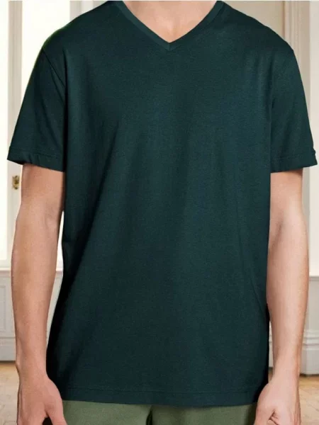 Sinsay Koszulka z dekoltem w serek zielony