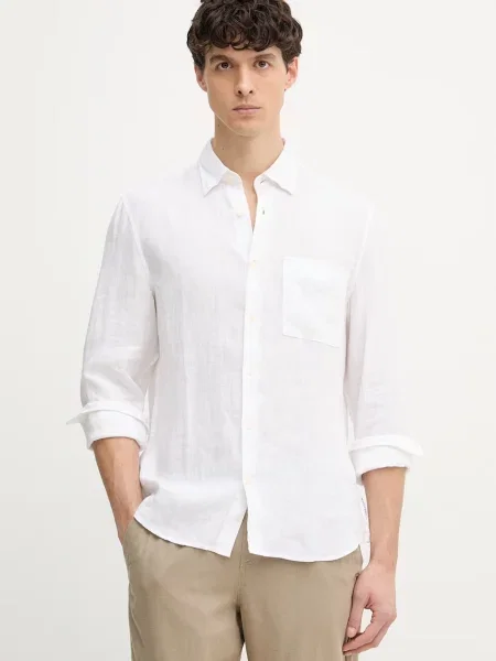 Marc O'Polo cămașă pentru bărbați din in alb