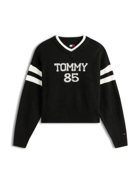 Tommy Jeans Pulover / alb negru