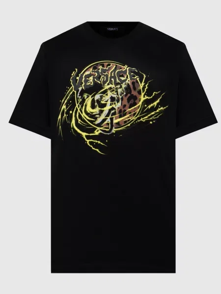 Футболка з принтом Medusa Punk Versace чорна