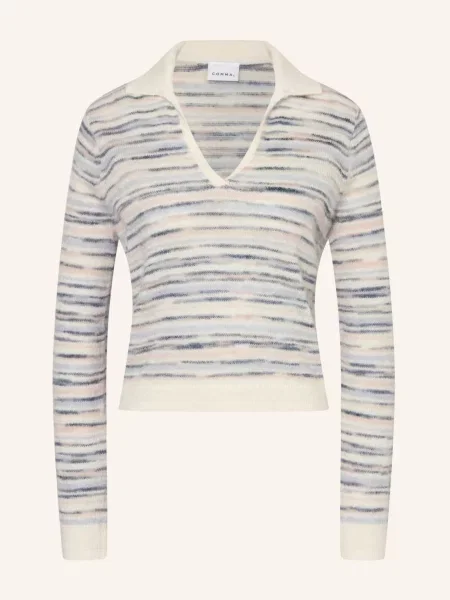 Comma Sweter Polo blau szara