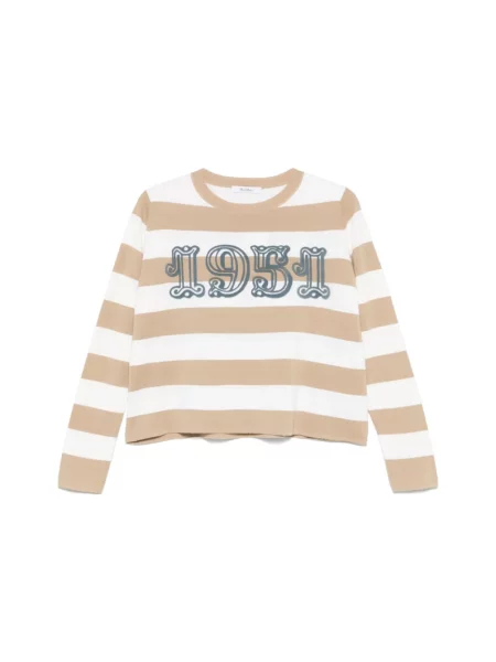 Sweter Max Mara z okrągłym dekoltem beżowy