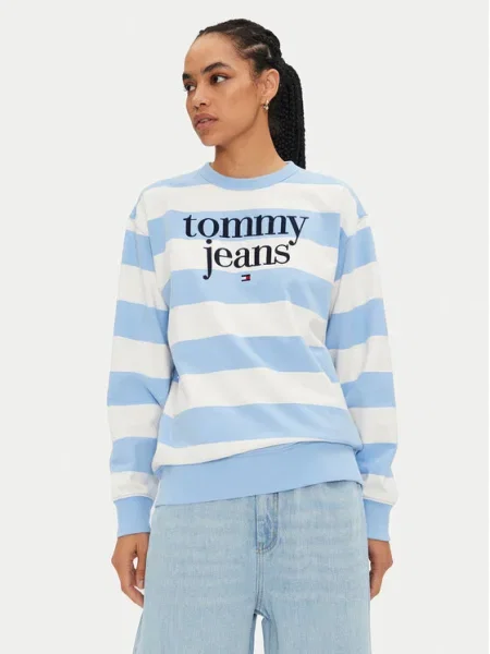 Tommy Jeans Bluză Ess Logo albastru
