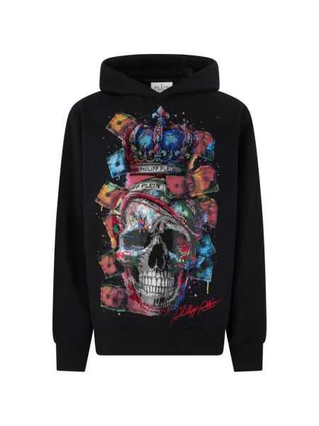Hanorac cu glugă Philipp Plein cu imagine negru