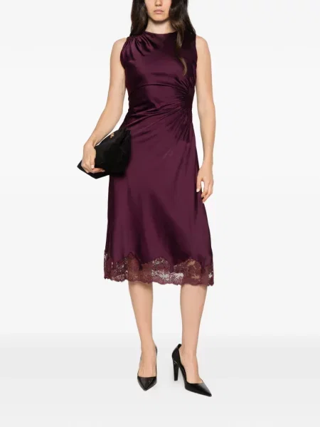 Rochie midi Ermanno Scervino cu volane din dantelă violet