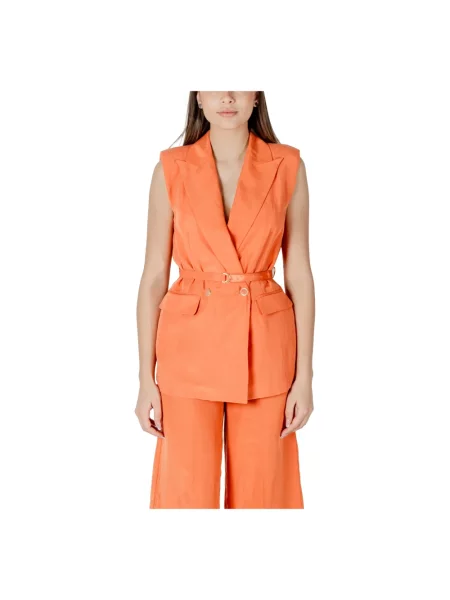 Lniana kamizelka Liu Jo pomarańczowa