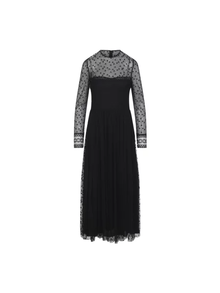 Sukienka midi Alberta Ferretti w grochy tiulowa czarna