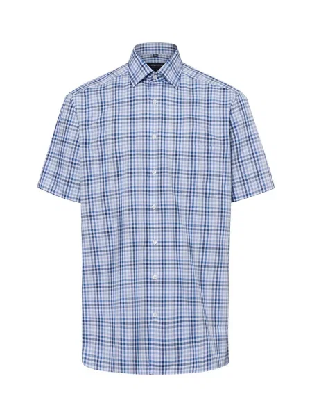 Andrew James Koszula non-iron Mężczyźni Regular Fit w kratkę 39 niebieski