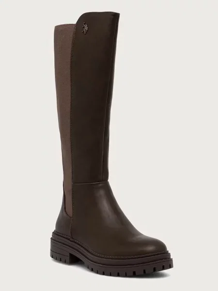 U.S. Polo Assn. kozačky nad kolena hnědé