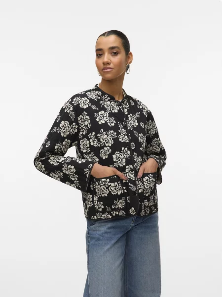 VERO MODA Geacă de primăvară-toamnă negru alb