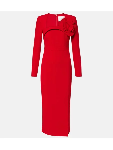 Rochie midi Roland Mouret cu model floral până la genunchi de costum roșu