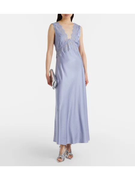 Rochie maxi Rixo din satin albastru