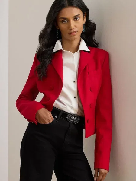 Піджак з додаванням вовни Lauren Ralph Lauren однобортний однотонний бордовий