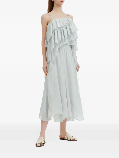 Rochie B+ab cu volane din dantelă albastru