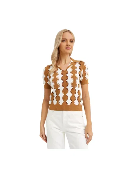 Koszulka polo Tory Burch brązowa