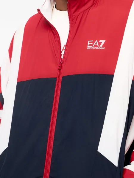 Geacă Ea7 Emporio Armani cu dungi albastru