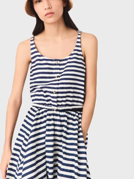 У смужку топ Maje синій