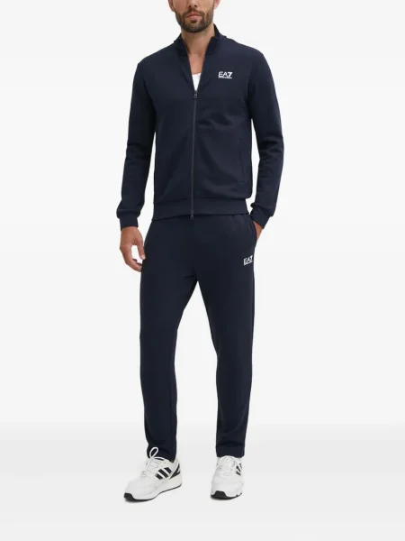 Mikina na zip Ea7 Emporio Armani s autogramem modrá